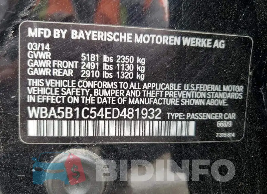WBA5B1C54ED481932 Photo# 12