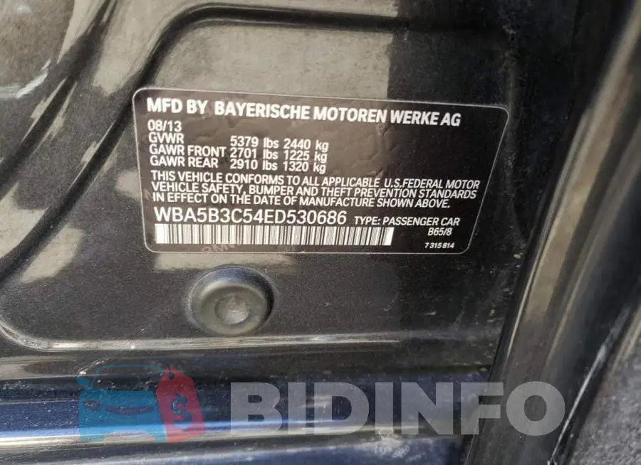 WBA5B3C54ED530686 Photo# 12