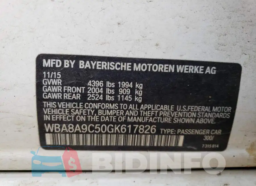 WBA8A9C50GK617826 Photo# 13