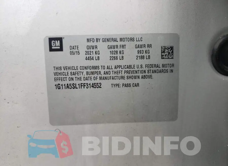 1G11A5SL1FF314552 Photo# 13