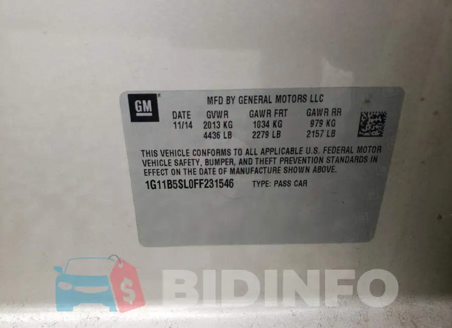 1G11B5SL0FF231546 Photo# 12