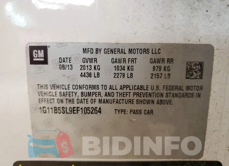 1G11B5SL9EF105264 Photo# 12