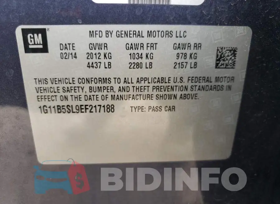 1G11B5SL9EF217188 Photo# 12