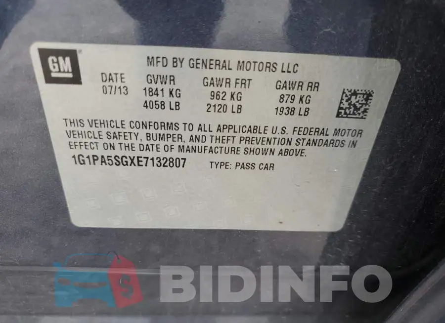 1G1PA5SGXE7132807 Photo# 12