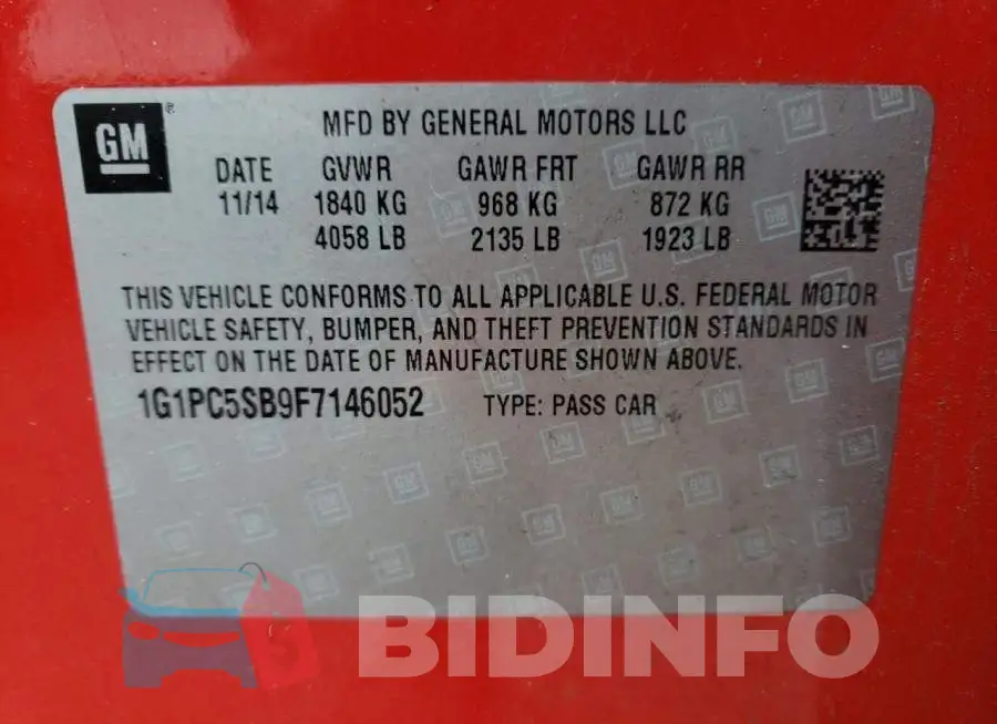 1G1PC5SB9F7146052 Photo# 12