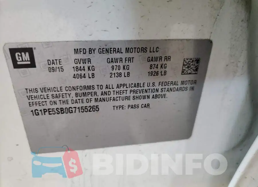 1G1PE5SB0G7155265 Photo# 13