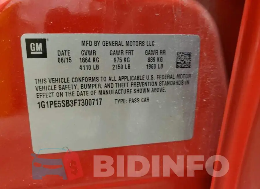 1G1PE5SB3F7300717 Photo# 12