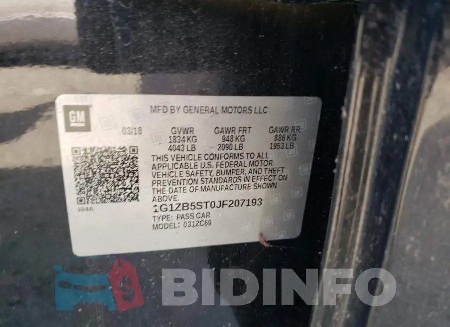 1G1ZB5ST0JF207193 Photo# 12