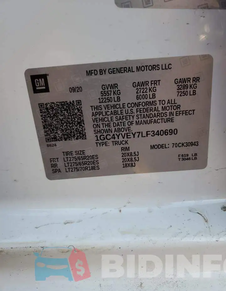 1GC4YVEY7LF340690 Photo# 10