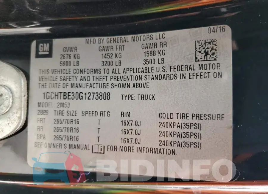 1GCHTBE30G1273808 Photo# 12