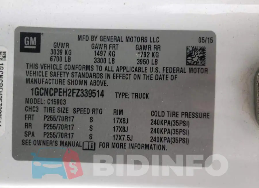 1GCNCPEH2FZ339514 Photo# 12