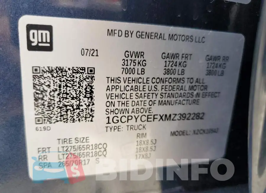 1GCPYCEFXMZ392282 Photo# 12