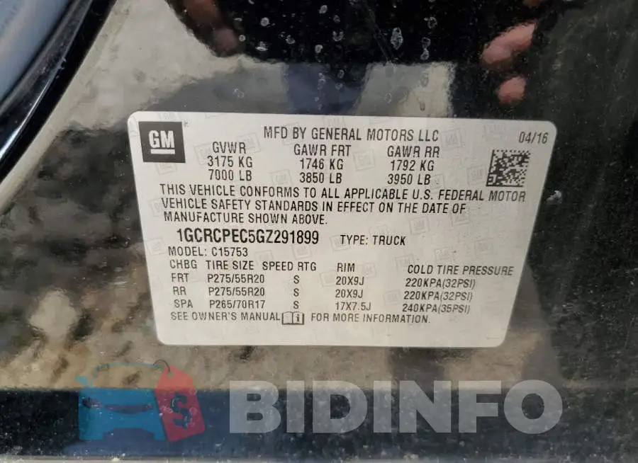 1GCRCPEC5GZ291899 Photo# 12
