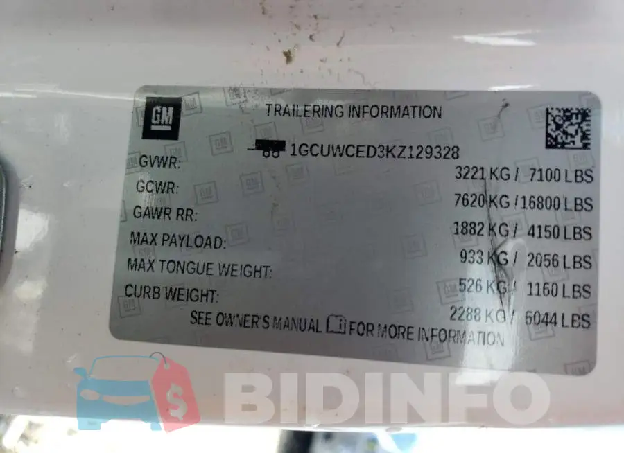 1GCUWCED3KZ129328 Photo# 12
