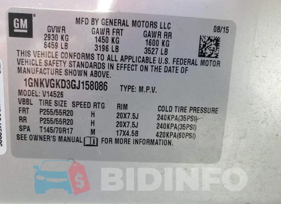 1GNKVGKD3GJ158086 Photo# 13