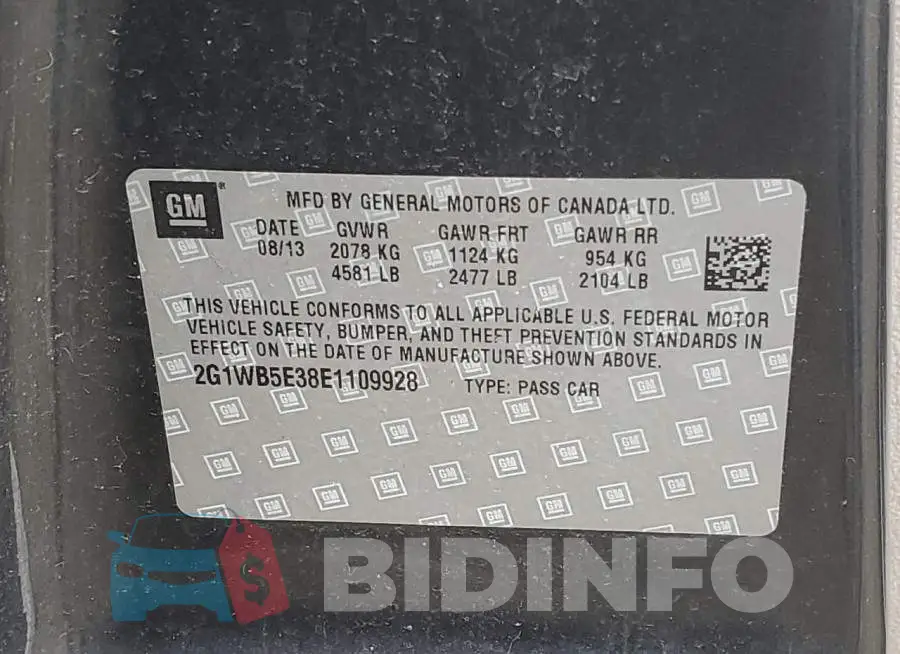 2G1WB5E38E1109928 Photo# 12