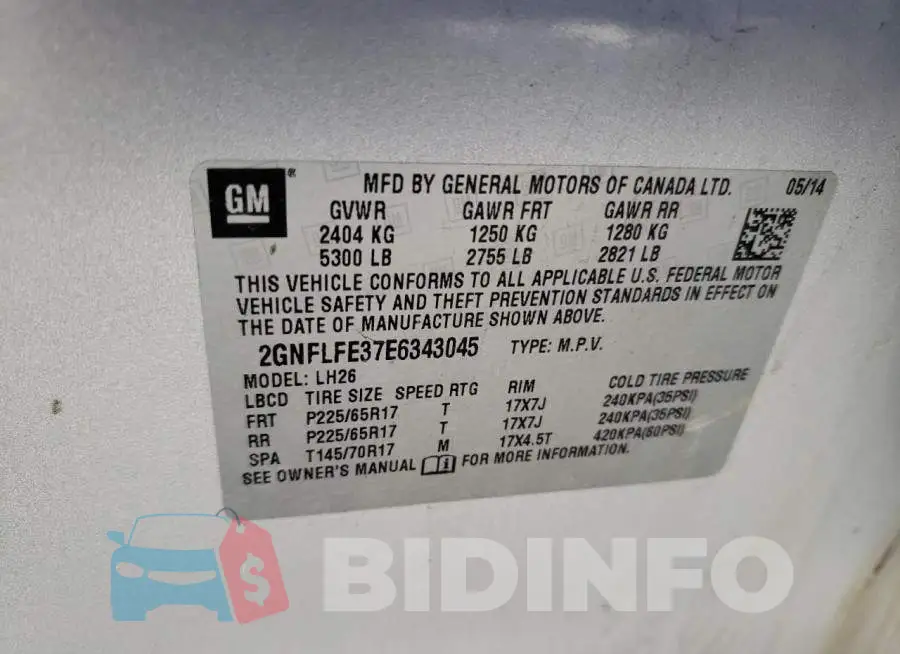 2GNFLFE37E6343045 Photo# 12