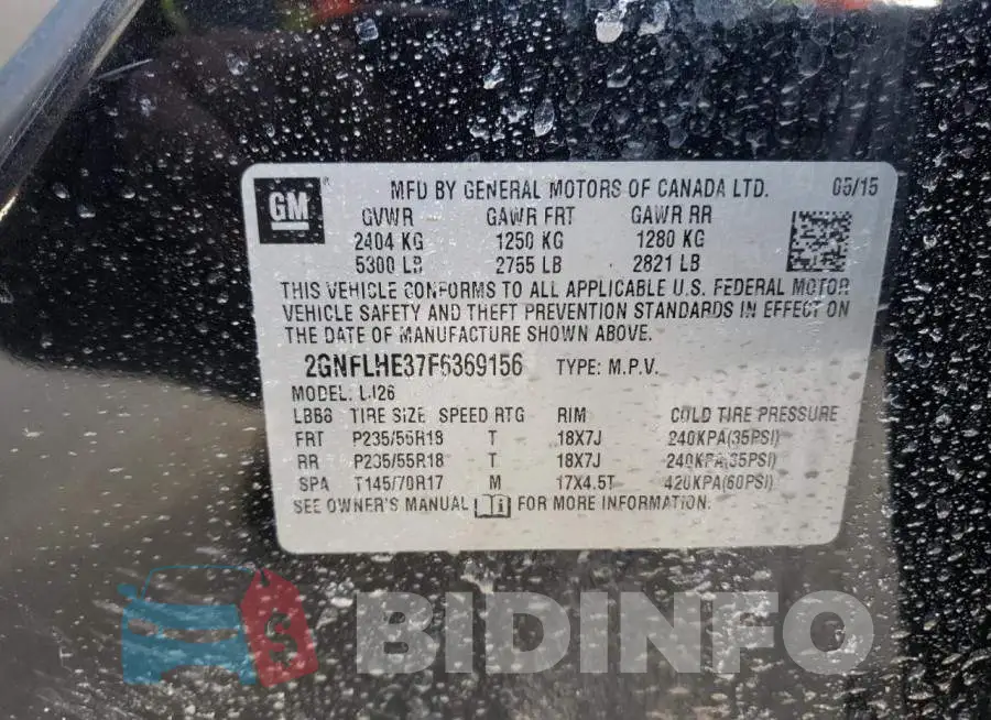 2GNFLHE37F6369156 Photo# 14