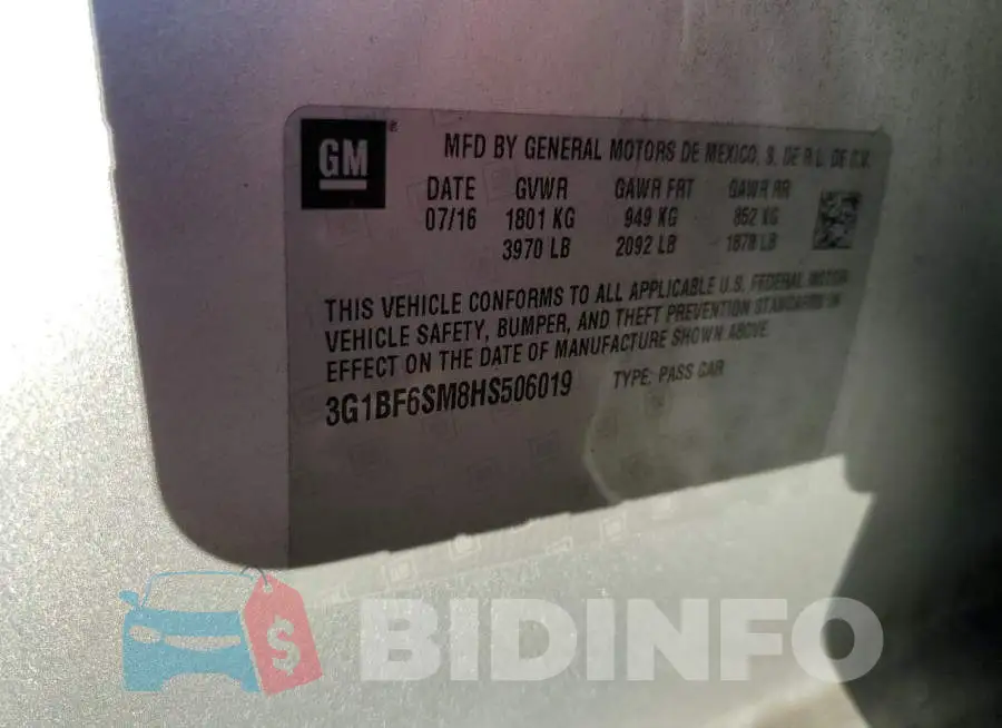 3G1BF6SM8HS506019 Photo# 12