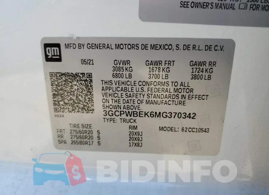 3GCPWBEK6MG370342 Photo# 13