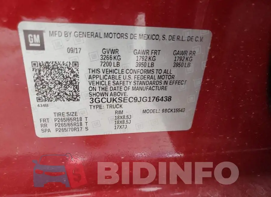 3GCUKSEC9JG176438 Photo# 12