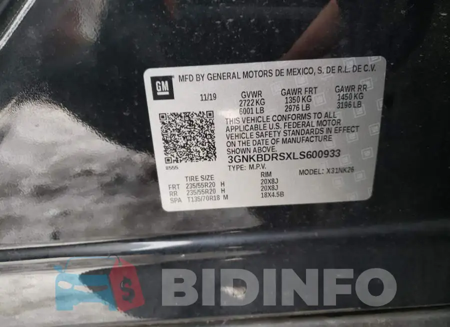 3GNKBDRSXLS600933 Photo# 13