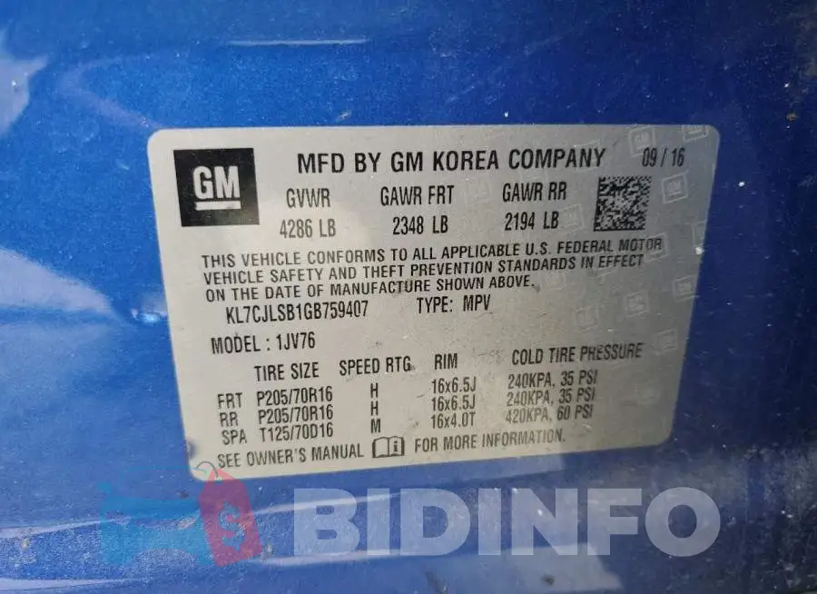 KL7CJLSB1GB759407 Photo# 13