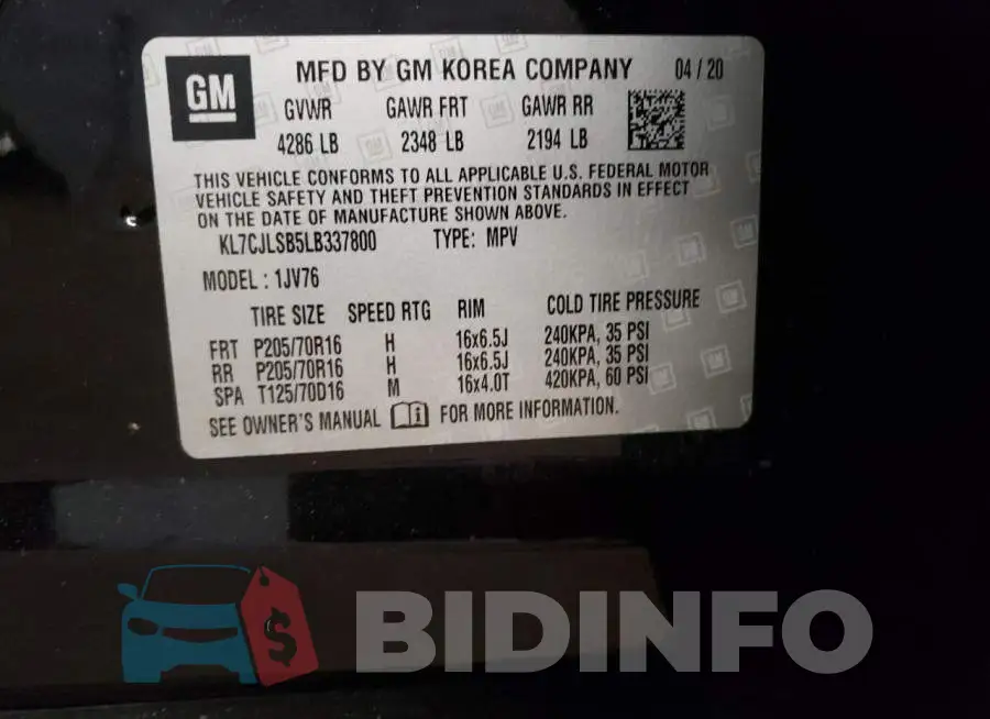 KL7CJLSB5LB337800 Photo# 13