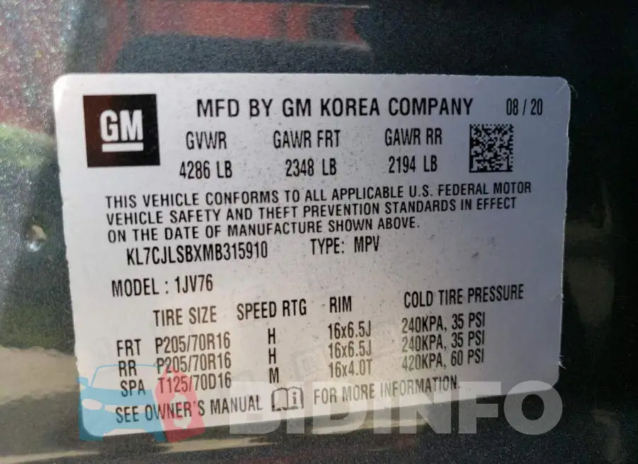 KL7CJLSBXMB315910 Photo# 13