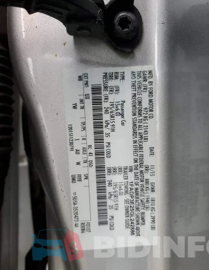 1FADP3E25GL242886 Photo# 12