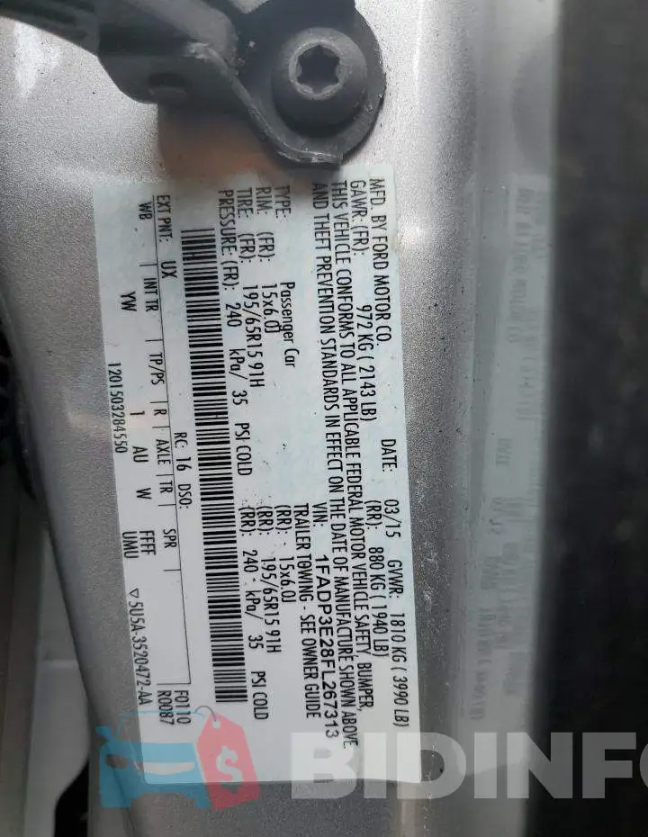 1FADP3E28FL267313 Photo# 12