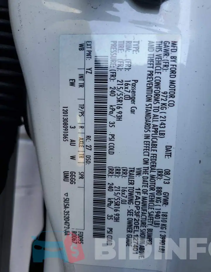1FADP3F20EL127401 Photo# 13