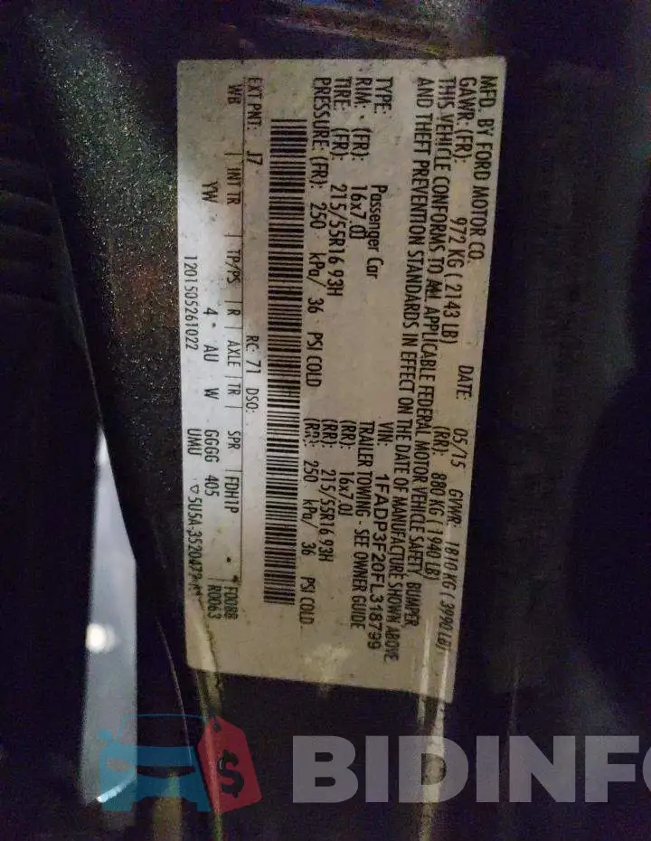 1FADP3F20FL318799 Photo# 12