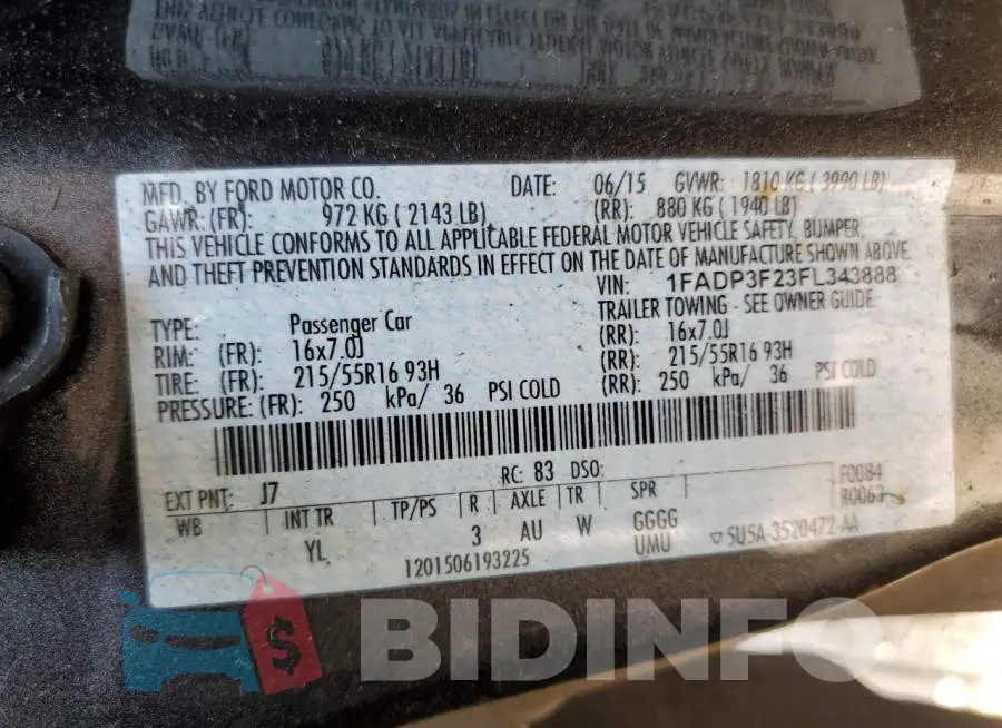 1FADP3F23FL343888 Photo# 13