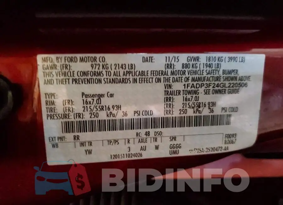 1FADP3F24GL220506 Photo# 13