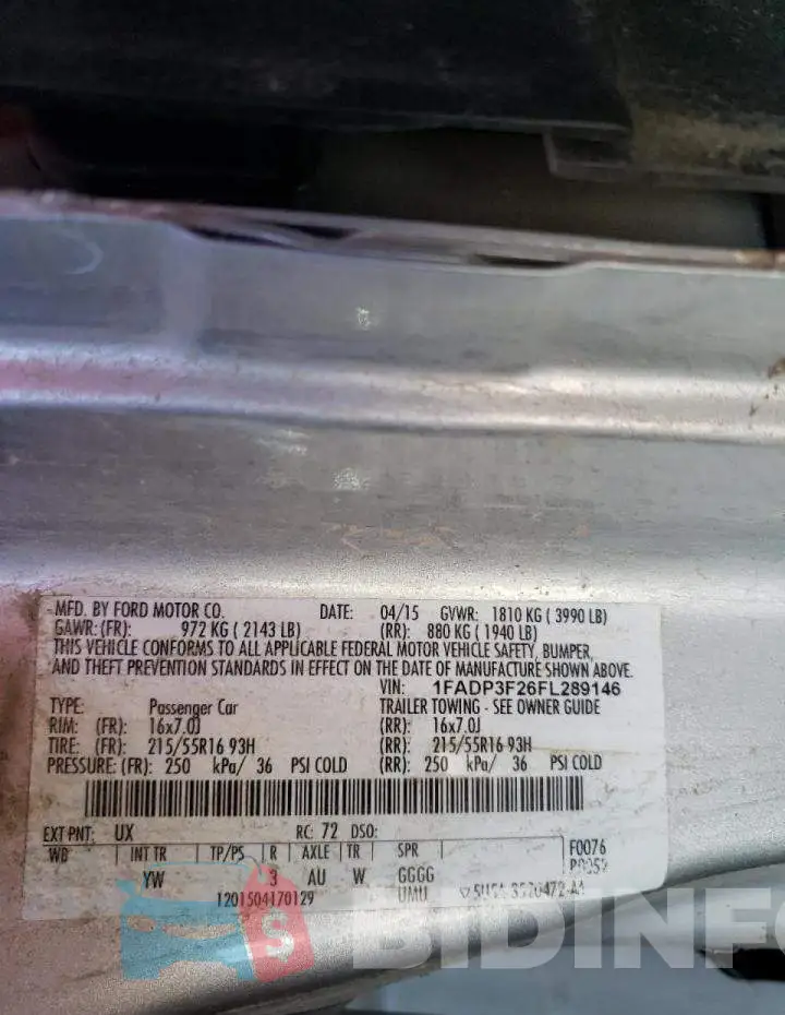 1FADP3F26FL289146 Photo# 12