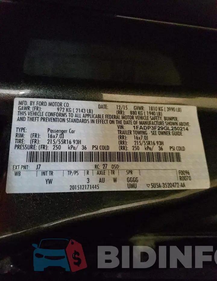 1FADP3F29GL250214 Photo# 13