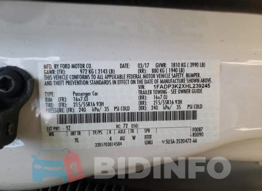 1FADP3K2XHL239245 Photo# 12