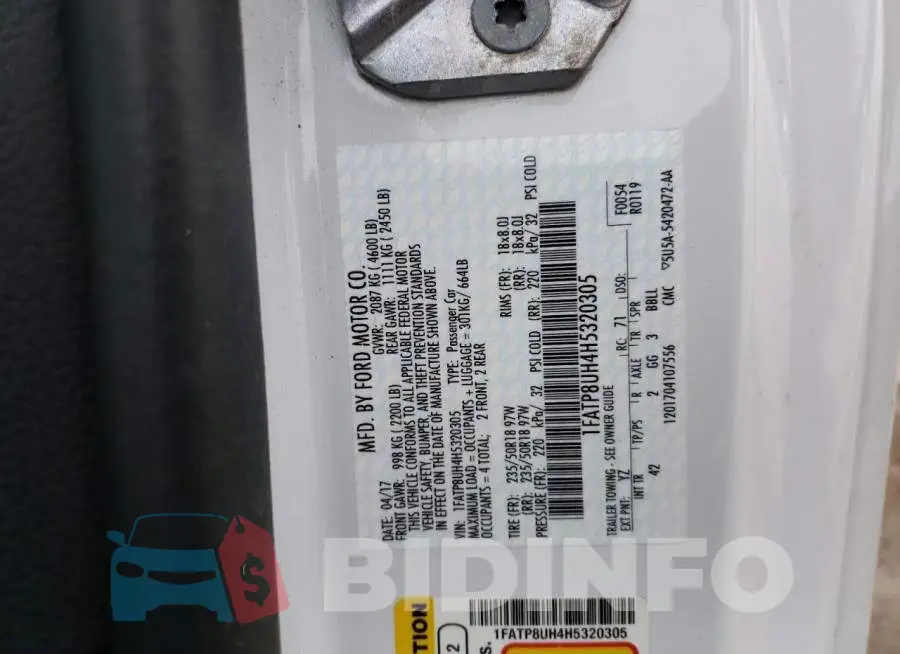 1FATP8UH4H5320305 Photo# 12