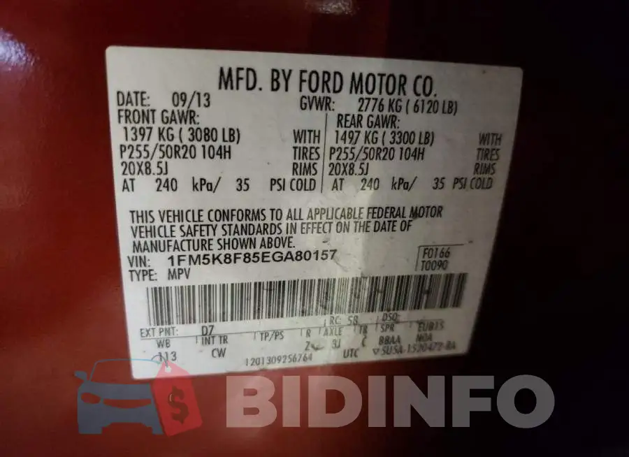 1FM5K8F85EGA80157 Photo# 13