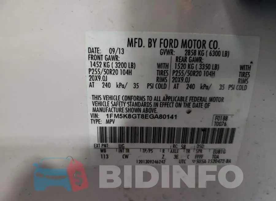 1FM5K8GT8EGA80141 Photo# 14
