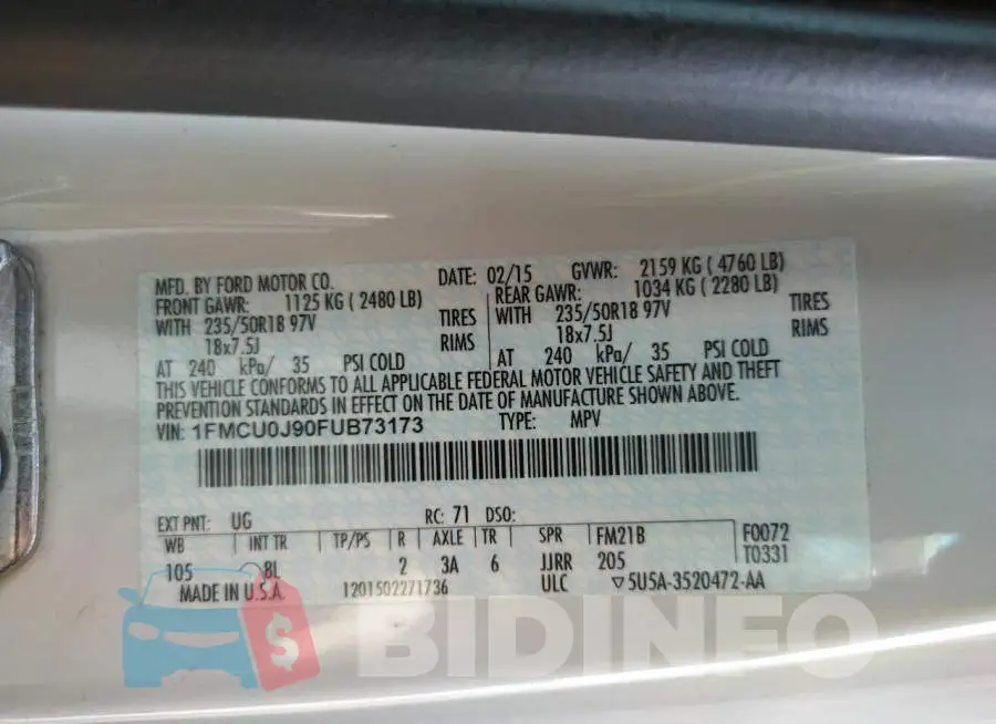 1FMCU0J90FUB73173 Photo# 12