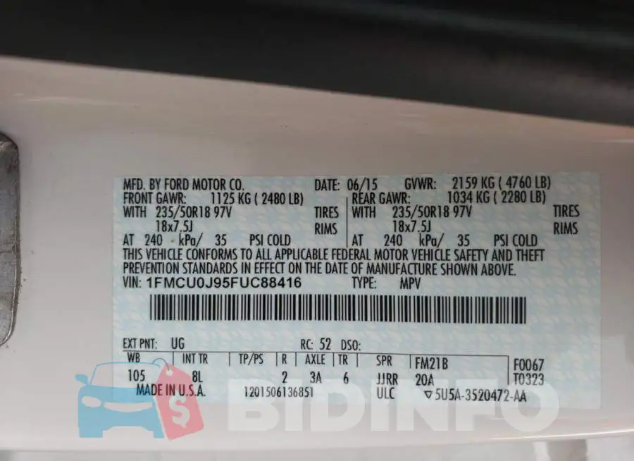 1FMCU0J95FUC88416 Photo# 12