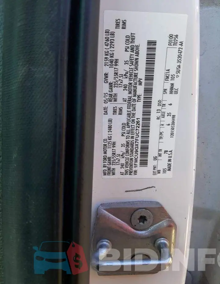 1FMCU9GX7FUC72261 Photo# 12