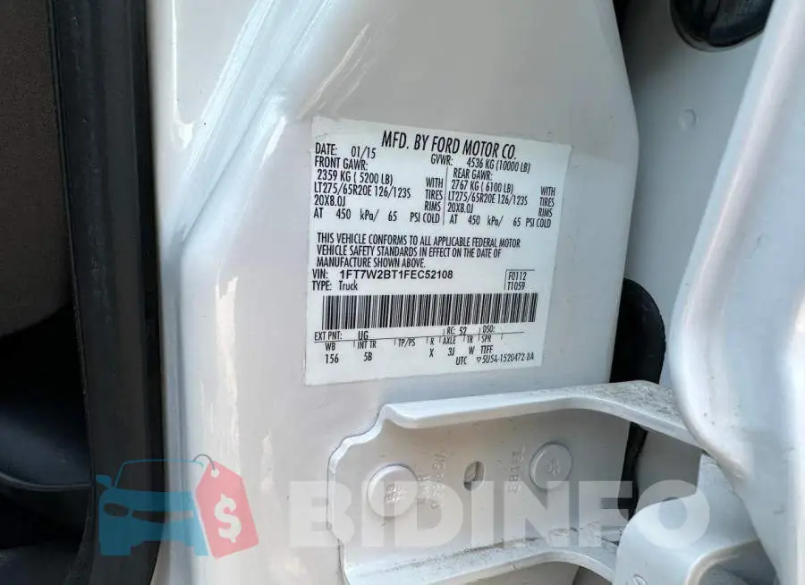 1FT7W2BT1FEC52108 Photo# 10