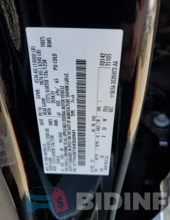 1FT7W2BT3HEB20941 Photo# 12