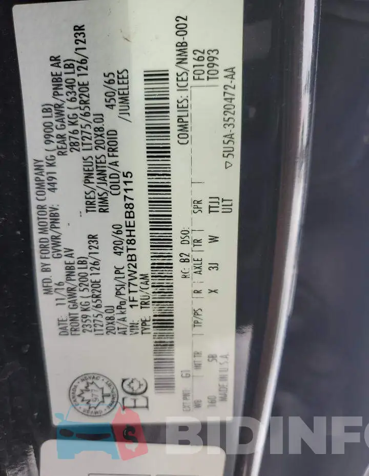 1FT7W2BT8HEB87115 Photo# 12
