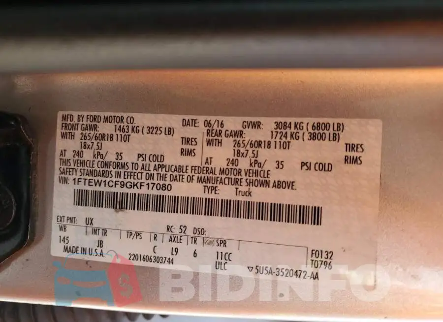 1FTEW1CF9GKF17080 Photo# 12