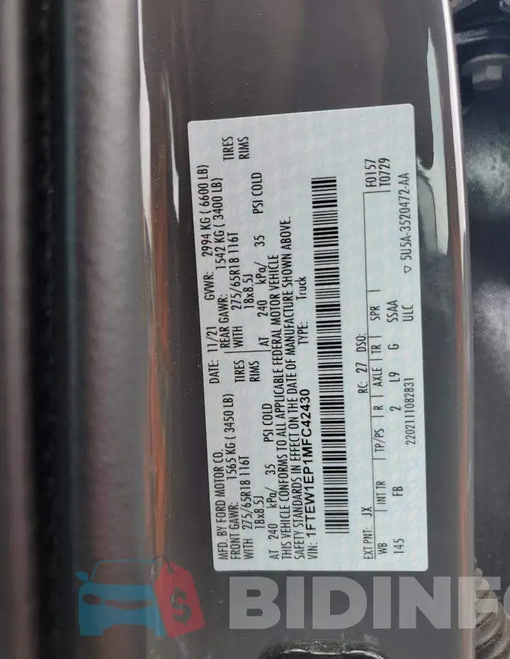 1FTEW1EP1MFC42430 Photo# 12