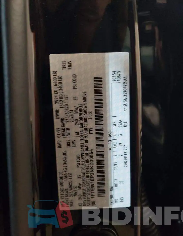1FTEW1EP2NKD30864 Photo# 12